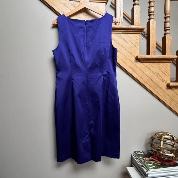 Talbots Petite Formal Dress 14P Blue Sleeveless Sheath Layered Knee Length *READ - Picture 3 of 7